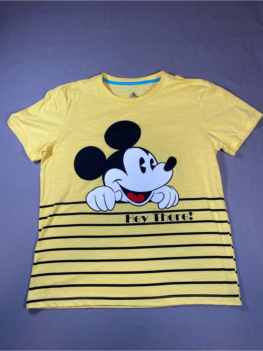Disney Yellow Mickey Mouse Peekaboo Striped Tee